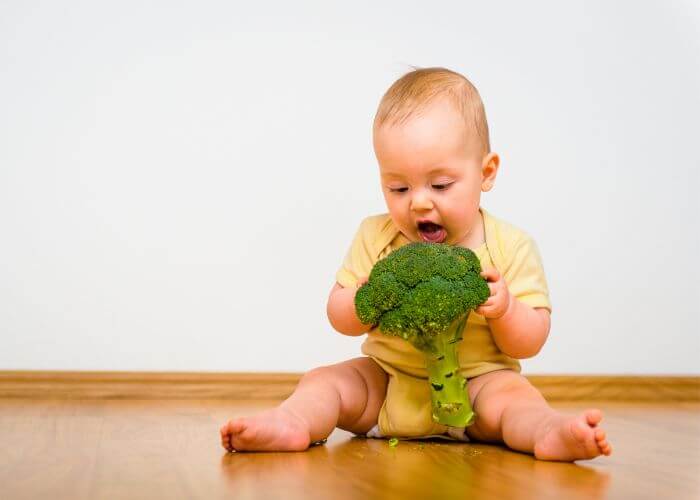 Bébé qui mange du brocoli